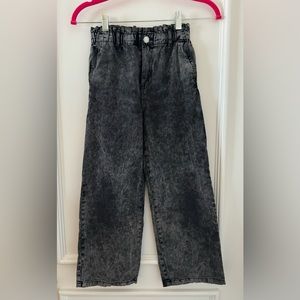 H&M girls wide leg washed black jeans with elastic waist